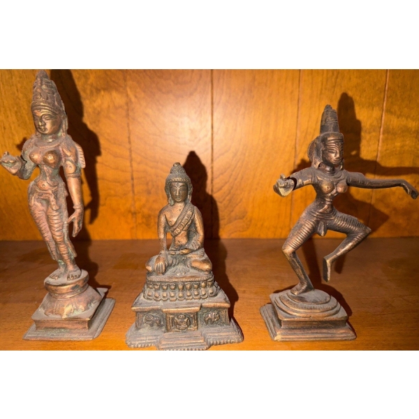 Dancing Brass Handcrafted Parvati Statues  Goddess Indian Metal Miniatures 4"tall