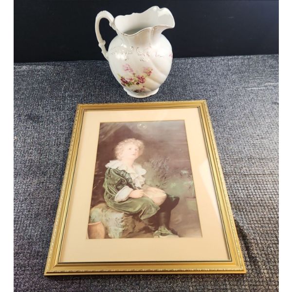 Repro. Print " Bubbles" by Sir John Everett Millais(11x15 in before frame) Hand Painted Pitcher