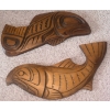 Image 3 : Handcarved Indigenious Fish Carvings w/ Hammered Coppercraft Ashtrays 