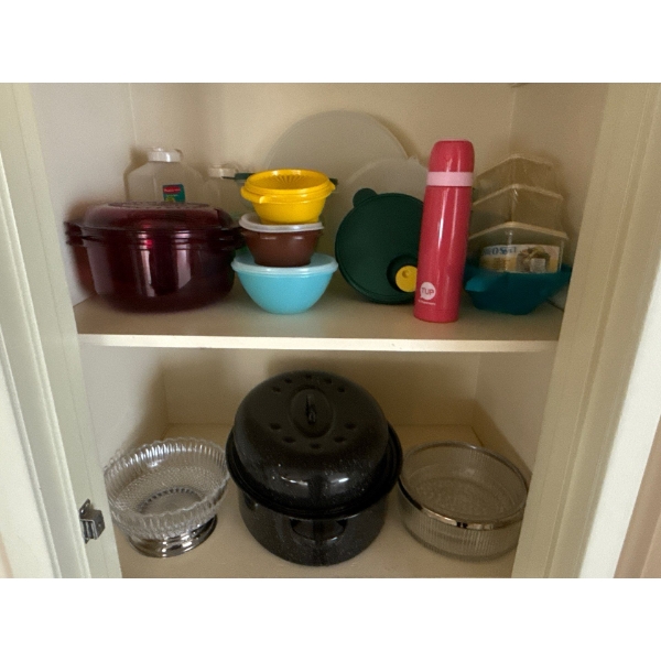 Kitchen Essentials - New Turkey Roaster, Tupperware, Decorative Glassware 