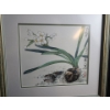 Image 4 : Two Asian Flower Prints, Framed Under Glass, 17 X 16