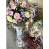 Image 3 : Cute little bench with garden/ home decor. Wicker basket with Flowers, ceramic pedestal, pots, stool