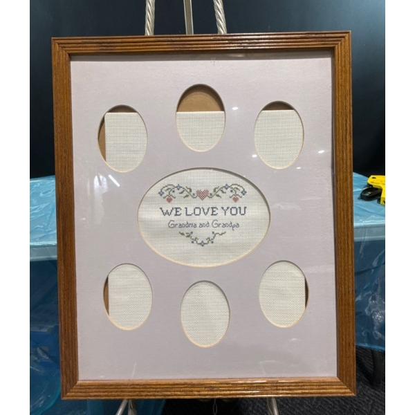 Frame for Grandchildren, Cross Stitching in the Middle