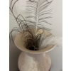 Image 3 : Lovely Neutrals Hand Painted Vase w/ Feathers - 29T w/ Wooden Stand 