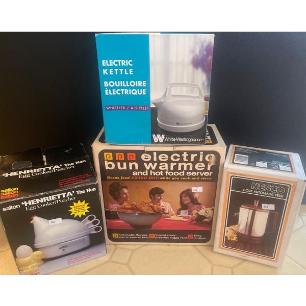 Vintage Kitchen Appliances Bun Warmer Egg Cooker & More