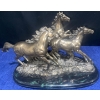 Image 2 : Brass Three Running Horses Statue 12" tall