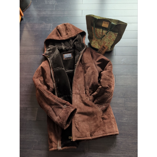 HECHTER Genuine Leather w/ Fur Lining Ladies Jacket & New Beach Bag 