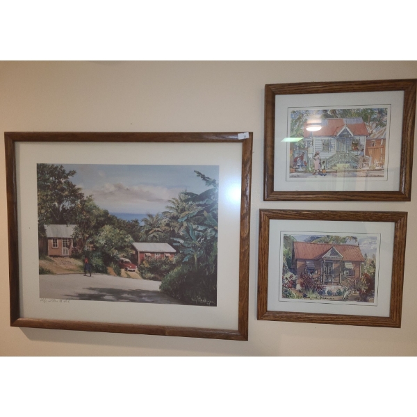 "On The Hill" Artist Name Illegible 21 X 17 and Barbados Homes Prints 11 X 9 by Jill Walker