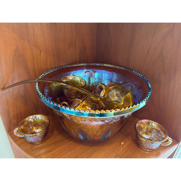 Fun Iridescent Punch Bowl w/ Cups and Ladle 