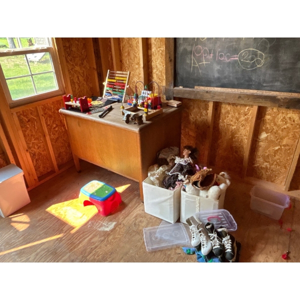 Large Lot Of kids Toys Dolls Skated BaseBall Glove & Learning games Like An Abacus.