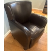 Image 4 : Black Leather Club Chair & Matching Ottoman "Tub Chair"  31x31x35"tall 