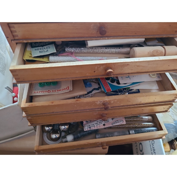 Button Box, Assorted Yarn, and Miscellaneous Sewing Accessories