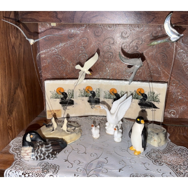 Ceramic and Metal Bird Figurines