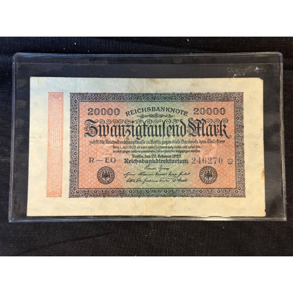 1923 German 20,000 Reichsbanknote, Series P 60