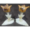 Image 1 : Pair of Solid Stone Carved Candle Holders (Carved Flowers)