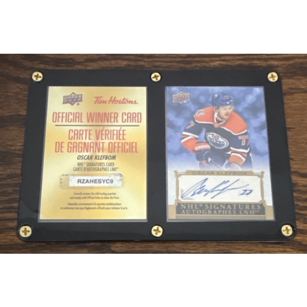 Oscar Klefbom NHL Signatures Autograph LNH Official Tim Horton Winner Card