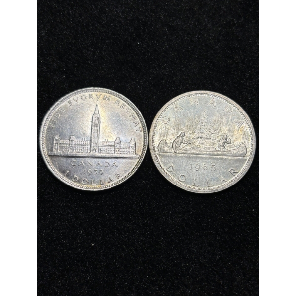 Silver Canadian dollars.800 46.6 g 1958 and 1962