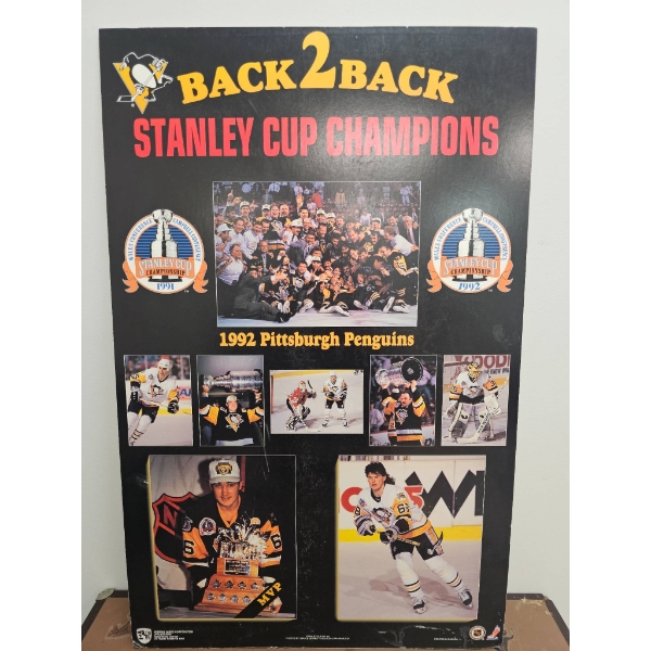 1992 Pittsburgh Penguins Back-to-Back Stanley Cup Champions Poster