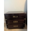 Image 3 : Gibbard Mahogany 3-Drawer Campaign-Style Nightstand with Brass Accents