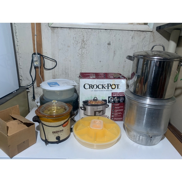 Kitchen Appliances and Cookware Lot Including Crock-Pot and Food Dehydrator