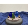 Image 2 : Set of 3 Blue & Green Snuff Bottles with two Spoons 2.25H, 2H, 1.75H