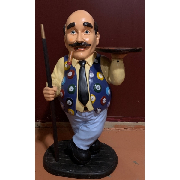 Pool Player Resin Statue 28 T, 16 L, 11 W(Cigar is Loose, Base Has Been Repaired) 