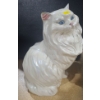 Image 2 : White Ceramic Cats w/ Blue Eyes 9" Base, 14.5 T and 16 W, 10 T