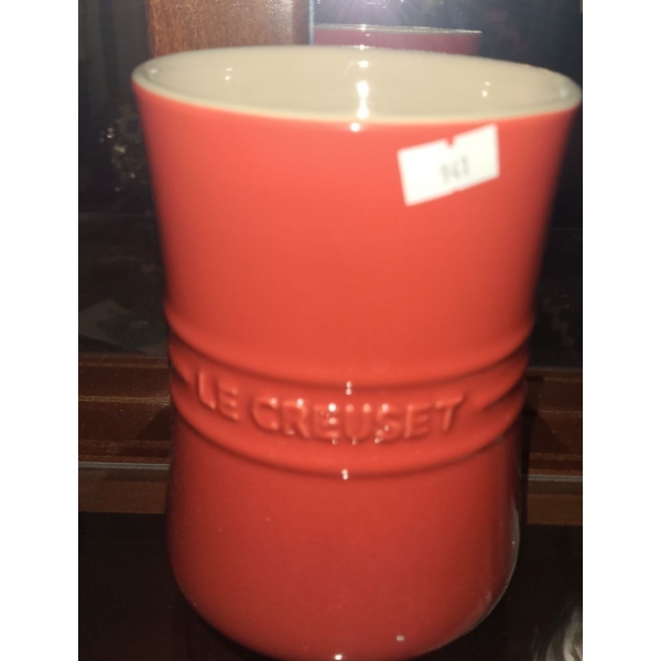 Le Creuset Cherry/ Cerise Utensil Holder (Utensils not Included) 6 T, 4 Diameter Base 
