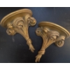 Image 1 : French Golden Gilt Ceramic Wheat Wall Shelves 8"Tall