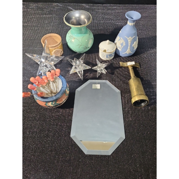  Green Vase 4.5 T, Wedgwood Vase 5 T, Coalport Revelry Jar 2.5 T, Star Candle Holders and More!