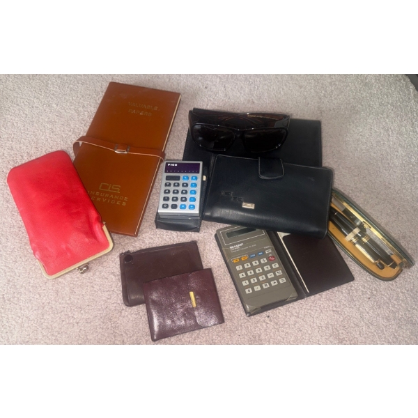 Office Accessories - Genuine Leather Pocket Books Wallet Fountain Pens Calculators 