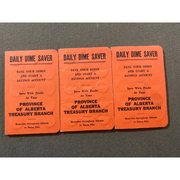 Three Province of Alberta Daily Dime Saver Booklets with Coins