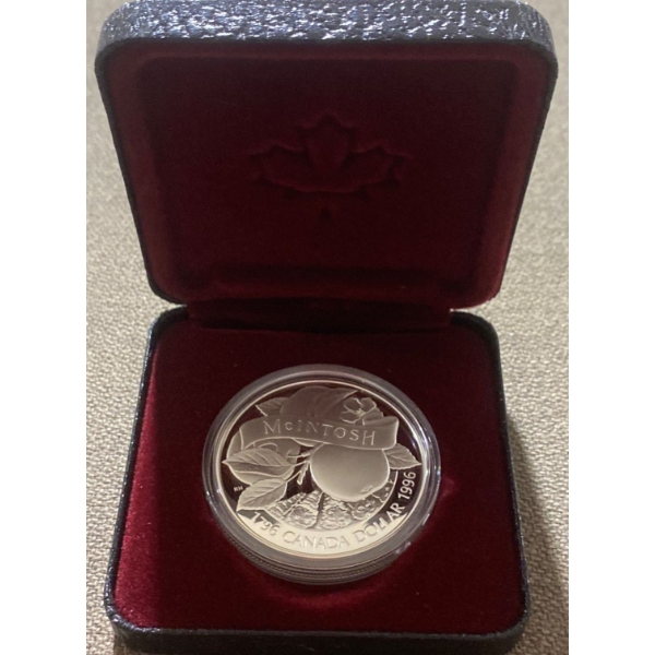 1996 Mcintosh Apple Proof Coin 92.5% Silver 25.175 Grams
