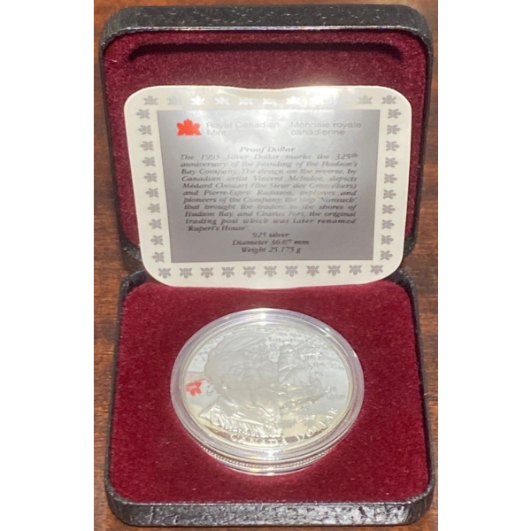 1995 Hudson's Bay Company Proof Coin 92.5% Silver 25.175 Grams