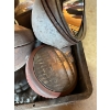 Image 3 : box full of vintage antique tractor lights all various sizes and manufactures

