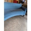 Image 15 : Curved Blue Upholstered Sofa with Tapered Wooden Legs