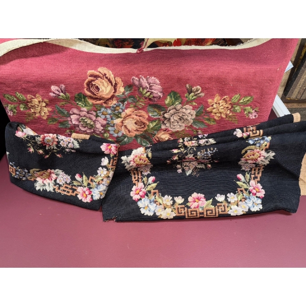 Cross Stitch Upholstery - 5 Embroidered Chair Seat Tops w/ 1 Long Bench Topper