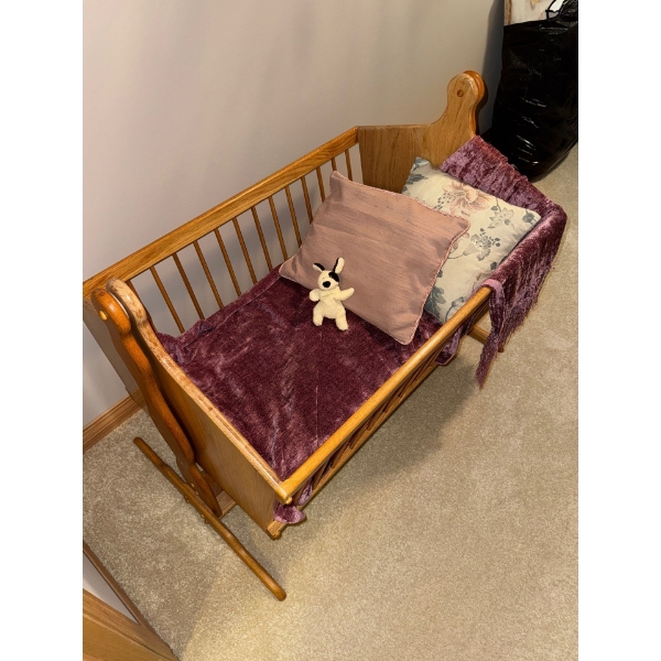 Impressive Handmade Oak Rocking Bed For Infants