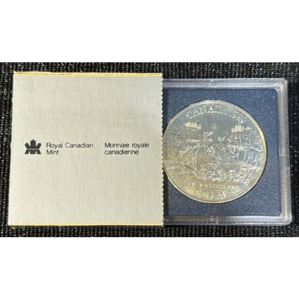 1989 Canadian $1 Mackenzie River Bicentennial Silver Dollar 23.3 Grams - 50% Silver 50% Copper