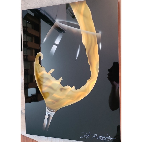 White Pour by Chris De Rubeis Abstract Sensualism Mixed Media on Metal 17 1/2 w 24 h