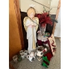 Image 1 : Electric vintage angel blow mold, Christmas glassware, winter themed faux flowers/decor. Small stand