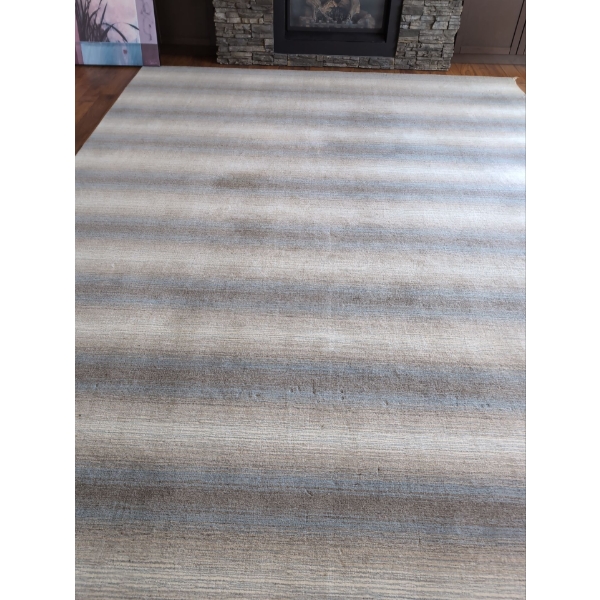 Brown and Blue Striped Area Rug WxH