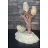 Image 3 : Carved Soapstone Birds on Wooden Tree- Base 9 X 6, 11 T 