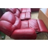 Image 9 : Red Leather Sectional Reclining Sofa with Console