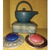 Image 1 : Decorative Toyo Trinket Box  Teapot & Two Candle Catchers w/ Candles