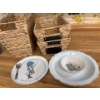 Image 1 : Holly Hobby Set Plate Bowl & Spoon With Wicker Basket 