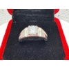 Image 1 : 1ct Round Moissanite with 12 Round Cubic Zirconia in 925 Silver Ring - Adjustable Size