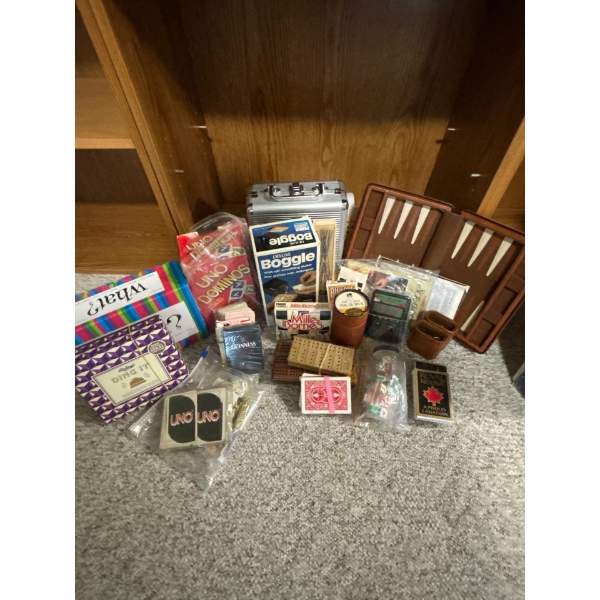 Large Amount Of Card Games Crib Boards UNO Travel Backgammon Black Jack 21 Digital & Several more 