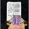 Image 1 : 10K Gold, Amethyst and Diamond Ring (total weight 2.2g)
