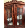 Image 4 : Gorgeous Mahogany Wall Display Case 19x22  w/ Stoneware Vase & More  